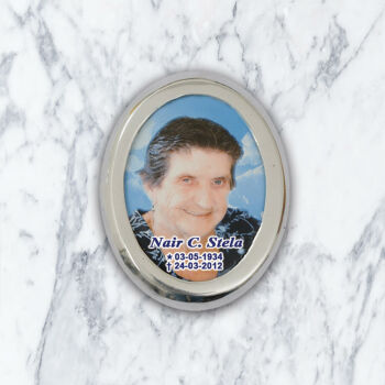 Imagem de Porcelana Oval com Moldura lisa em Alumínio